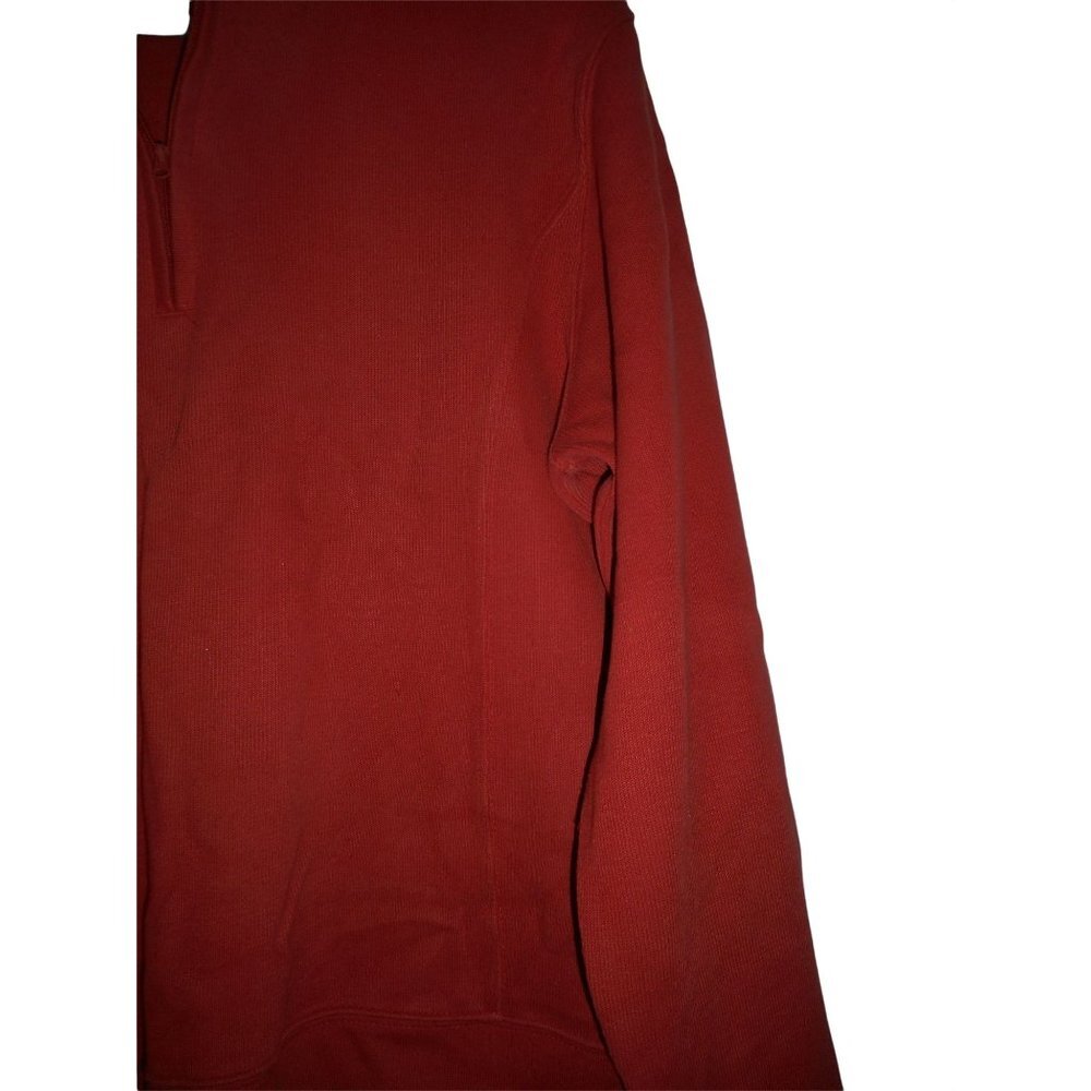 Woolrich Rust Zip V neck top Henley Sweatshirt Sz L 100% cotton Mandarin collar - Picture 3 of 5
